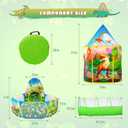 3PC Dinosaur Play Tents for Boys, Kids Play Tent with Ball Pit, Crawl Tunnel, Castle Tent for Toddlers, Baby Dinosaur World Playhouse Toys