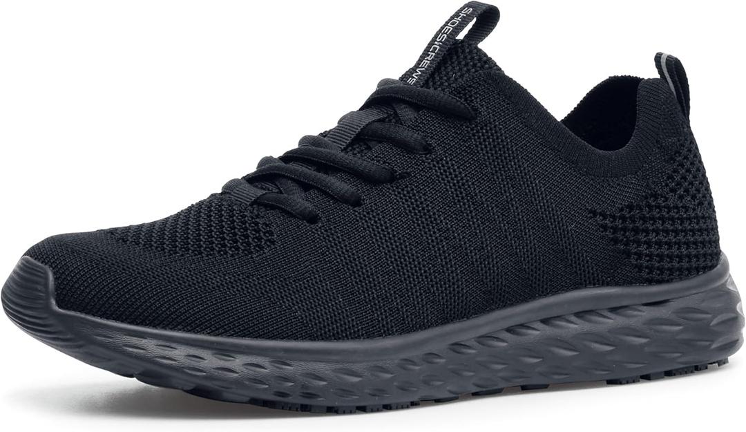Shoes for Crews Women's Slip-Resistant Work Sneakers  Comfortable, Non-Slip Work Shoes for Women in Food Service, Healthcare, Hospitality - Everlight (7.5, Black)