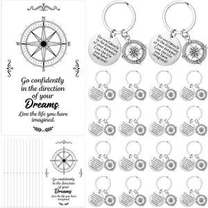 Kenning 24 Sets Graduation Gifts Bulk 2026 Compass Keychain with Cards Inspirational Graduation Keychain Gifts for College Senior Junior High School Graduate Gift Party Favor