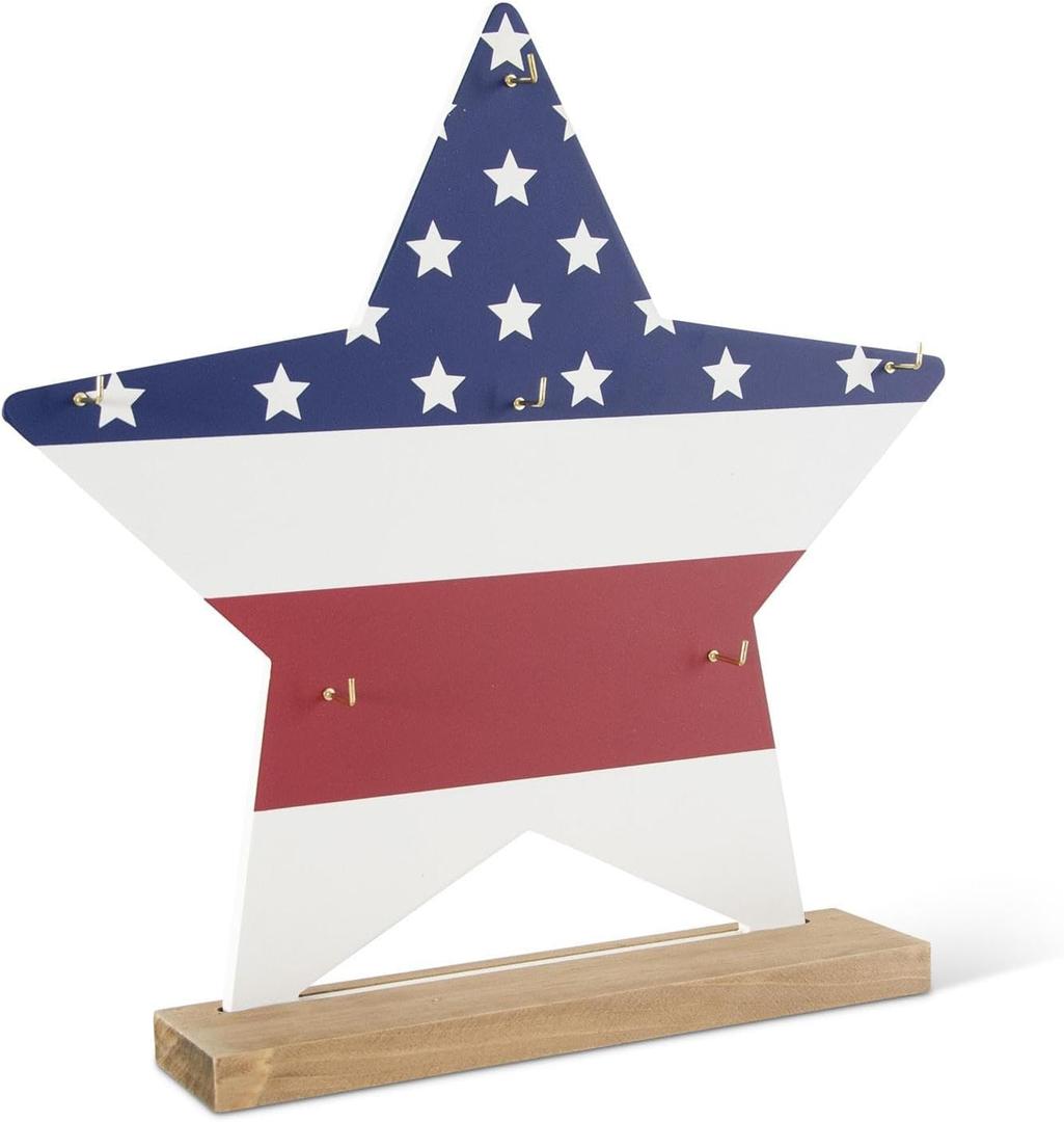 K&K Interiors Americana Star Display, 16-Inch, Red White & Blue
