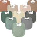 Susurration Muslin Baby Drool Bibs 10Pack Soft Square Adjustable Bandana Bibs for Unisex Baby Girls & Boys (Natural)