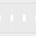 Quad Toggle Light Switch Cover Plate White Classic Decorative Light Switch Plates Cover 4-Gang Wall Plate Cover
