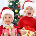 Santa Hat Toddler Kids Girls Xmas Hats Velvet Christmas Santa Claus Hat New Year Festive Holiday Party Supplies