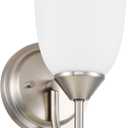 Traditional 1-Light Indoor Wall Sconce with Frosted Glass Bathroom Bedroom Hallway, 9.6" H x 5.5" W, Brushed Nickel