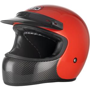 LEM Full Face Motorcycle Helmets Carbon, Classic Retro Helmet DOT for Men Harley Models, Cruiser, Motorcycle Helmet Vintage, Interchangeable Visor, Lightweight Fiberglass Shell (Gloss Red, Size L)