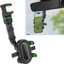 360 Rotating Rear View Mirror Phone Holder,Adjustable Rearview Mirror Phone Holder for Car with Retractable Arm,Multi-Purpose Car Phones Holders Mount with Vise Design