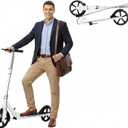 Non-Electric Scooters for Kids 8-12, Teens & Adults - Foldable Commuter Scooter with 8" Wheels, Bell, Hand Brake & Adjustable Height 30"-40.5", 220LB Capacity, Manual Push Scooter for Campus & Park