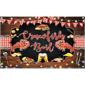 72x43inch Crawfish Boil Backdrop Seafood BBQ Photography Background Adult Kids Summer Lobster Party Decorations Picnic Banner Photo Booth Props