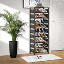 Shoe Rack - 10 Tiers Shoe Organizer with Detachable Fabric Shelves & Metal Frame, Up to 20-25 Pairs Narrow Tall Shoe Rack for Closet, Entryway, 17.7" x 11.0" x 63"