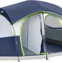 UNP Camping Tent 8/9 Person, Family Camping Tent, 5 Large Ventilation Mesh Windows, 14'x14'x78 inches Tall with Dividers Curtain for 2 Room (Dark Blue)