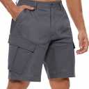 2 x TRFIC Mens Cargo Shorts 10" Inseam Casual Stretch Shorts with 6 Pockets Button Closure for Summer Work Outdoor Dark Gray