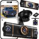 4K+1080P*3 FHD Car Camera, 4 Channel 360° Dash Cam Front Rear Inside & Left Right, 5GHz WiFi & App Control, 24H Parking Mode, G-Sensor, 8 IR Lamps Night Vision, Loop Recording, Includes 64GB SD Card