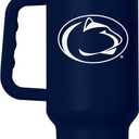Logo Brands NCAA 40 oz Tumbler with Handle -Stainless Steel Insulated Travel Tumbler with Straw Lid Powder Coated, Leak-Resistant, Keeps Drinks Hot/Cold Great for Tailgating, or Everyday Use