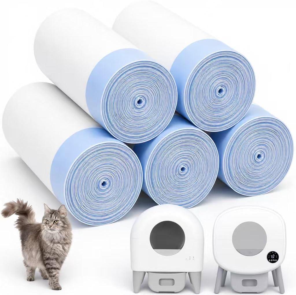100 Count 26" x 11.8" Automatic Cat Litter Box Bags Compatible with Cmg Fmo Fstg Robot Litter box, Thick Self-Cleaning Cat Litter Box Replacement Liners with Drawstring Heavy Duty