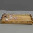 Bathroom Vanity Tray – 12" x 6" Oak Decorative Wooden Tray for Toilet Tank Organizer Wood Tray for Bathroom Countertop, Soap, Perfume & Storage, Vanity & Dresser Decor, Gold & Natural Oak