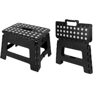 Folding Step Stool 2 Pack 9 Inch Lightweight Sturdy Plastic Foot Stool Portable Slip-Resistant Step for Kitchen Bathroom Bedroom