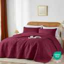 akkialla Twin Quilt Set, Burgundy Lightweight Microfiber Bedspread Coverlet, Boho Geometric Pattern, Soft All-Season Bedding, 2-Piece (1 Quilt, 1 Pillow Sham)