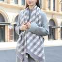 Wander Agio Diagonal Checkered Scarf Winter Shawl Thick Cashmere-Like Soft Wrap Warm Scarves Womens Plaid Shawls