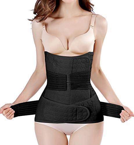 ChongErfei Postpartum Support Recovery Belly Wrap Waist/Pelvis Belt Body Shaper Postnatal Shapewear (Zblack, One Size (Pack of 1))