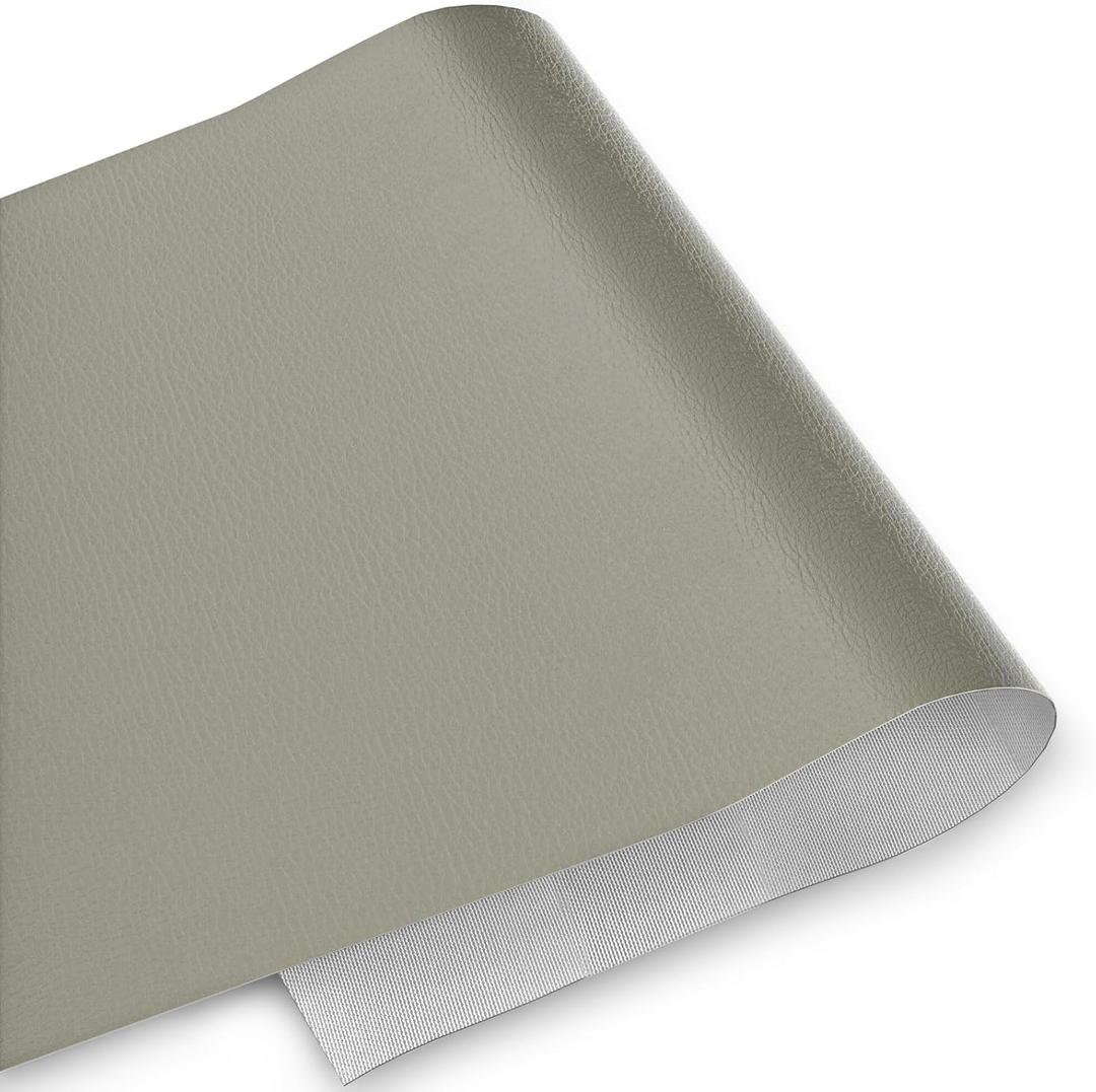 Marine Vinyl Fabric, 0.6MM Thick Soft Smooth Waterproof Synthetic Fabric Material, Outdoor Boat Automotive, DIY and Crafting Pleather (Grey, 51"x54")