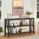 HOMISSUE Entryway Console Table, Rustic Couch with Wide Storage, Industrial Sofa Tables with 3-Tier Open Shelves, Entryway Table for Living Room, Hallway, Brown, 55 Inch