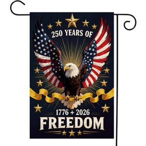 6 x USA 250th Anniversary Garden Flag | 12 x 18 Inch Double-Sided Outdoor American Flag | 1776-2026 Commemorative 250 Year Banner Patriotic Yard Sign for 4th of July Decorations (G)