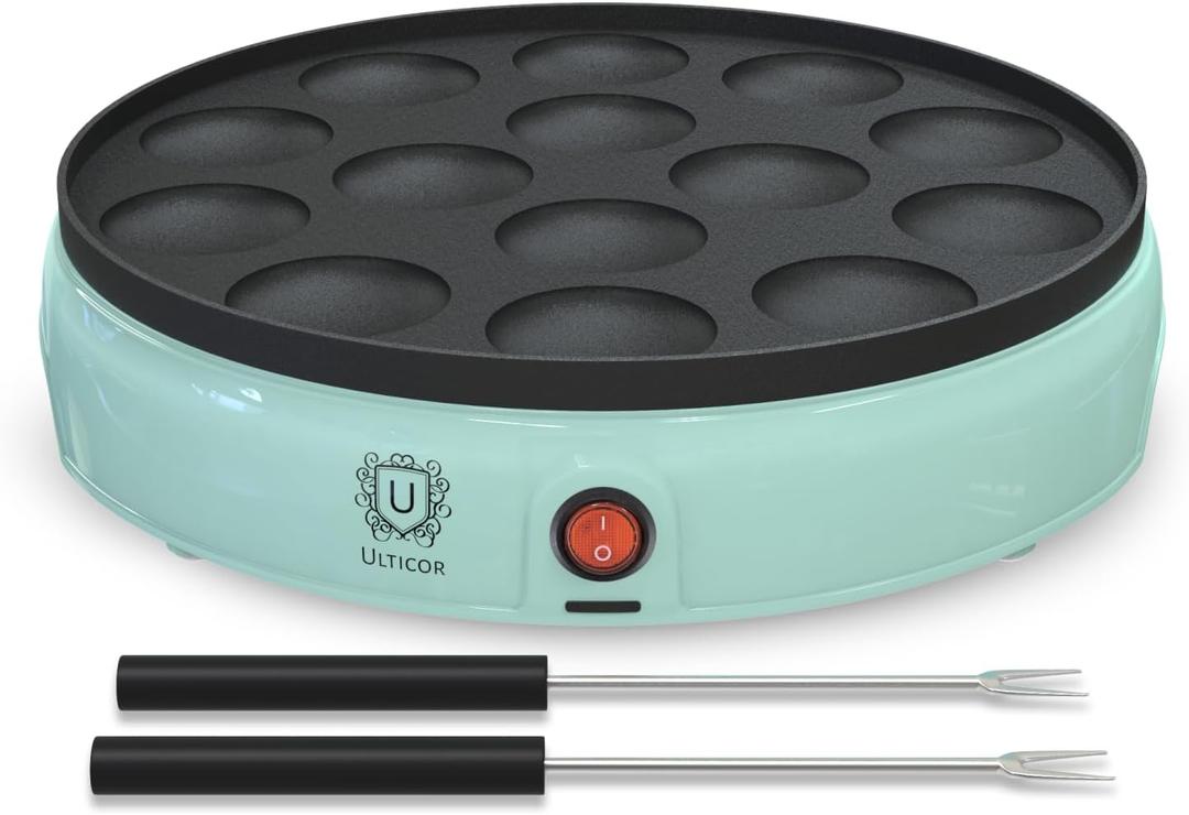 ULTICOR Mini Pancake Maker  14-Hole Electric Poffertjes Pan  Non-Stick Dutch Mini Pancakes Griddle  Easy to Use, Easy to Clean  Perfect for Breakfast, Desserts, Snacks & More
