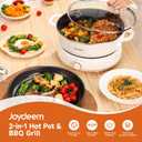 Joydeem 6.3qt Electric Hot Pot with Divider & Grill Plate, Dual-Flavor Shabu Shabu Pot, Multi-Function Hot Pot for Boil, Grill, Fry & Stew, 3 Power Settings, Detachable Nonstick Ceramic Pot