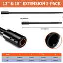 Drill Bit Extension Set, 18'' & 12'' Extension Bit Set for 3/8" Hex Shank, Forstner Bit Extension for 10.5" & 16.25" Drilling Depth, Hole Saw Extension with Hex Key for Cabinetry, Furniture Making