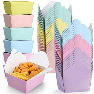 Tisancy 60 Pcs 30 oz Chinese Take out Food Containers Pastel Disposable Paper Go Containers Take out Boxes Bulk Microwavable Cardboard Lunch Box Leakproof for Restaurant Catering Party