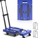SOYO Folding Hand Truck, 500lbs Heavy Duty Dolly, Portable 6 Wheels Collapsible Luggage Cart with 2 Elastic Ropes for Moving, Travel, Shopping, House Office Use, Blue
