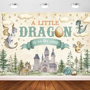 Avezano Dragon Baby Shower Backdrop A Little Dragon is On The Way Baby Shower Party Decorations Dragon Theme Gender Reveal Party Decor for Kids New Born (7x5ft)