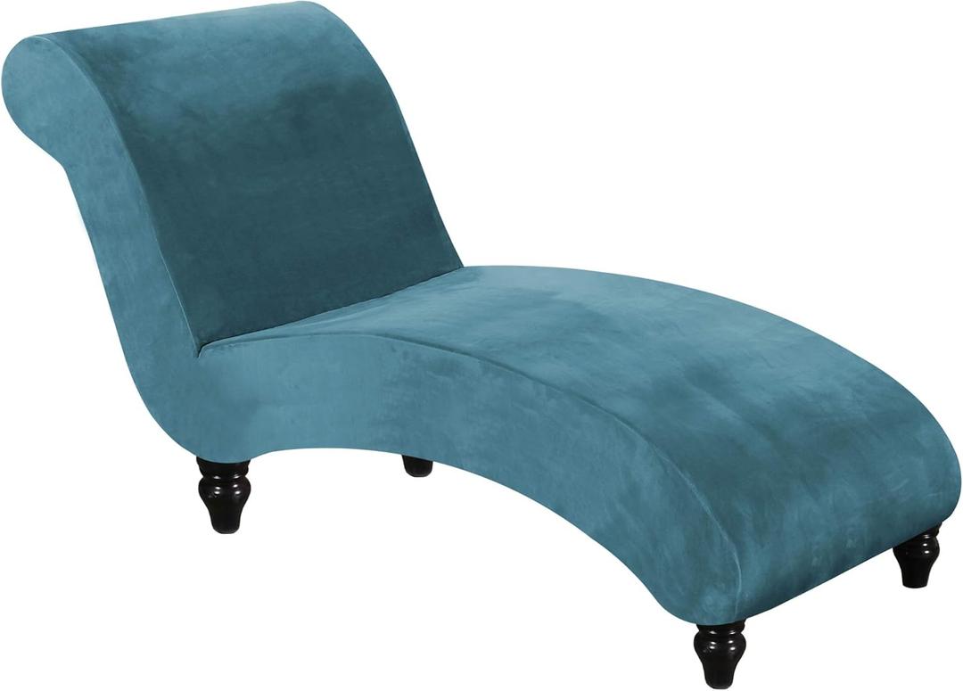 FantasDecor Chaise Lounge Slipcover Velve Luxury Stretch Chaise Covers for Living Room Indoor Ultra Soft Machine Washable, Peacock Blue (No Armrests)