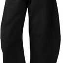 Lepunuo Barrel Sweatpants Women Casual Baggy Elastic Waisted Pants Wide Leg Gym Trousers with Pockets (Small, Black)