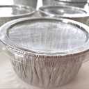 100 Aluminum Foil Muffin Cupcake Ramekin 4oz Cups with Lids Disposable