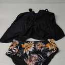 SUUKSESS Women Tummy Control Tankini Bathing Suit Ruffle High Waisted Swimsuit (Medium, 60 Vintage Black Floral)