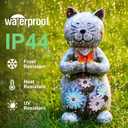 Solar Garden Statue Cat Figurine  Outdoor Decoration with Butterfly for Garden Yard Lawn Home Decor Outside : Unique Gifts for Mom Grandma (Retro)