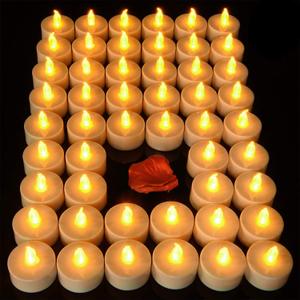 Lasts 2X Longer Flameless Tealight Candles [100 Pack, Batteries Included], Realistic Tea Lights Candles, Flickering Bright Tealights, Battery Operated Unscented Candles (White)