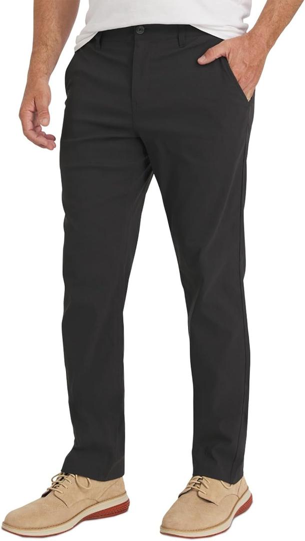 Weatherproof Vintage Mens Casual Pants - Regular Fit Ultra Stretch Flat Front Chinos | Lightweight Work & Travel Pants (36W x 30L, Charcoal)