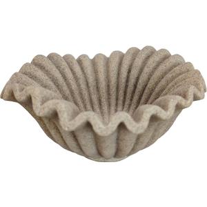 Small Decorative Bowl decor, Scalloped Pedestal Bowls for Modern Home Decor,Ruffle Decor,Stylish Key Bowl for Entry Table,Decorative Fruit Bowl for Kitchen Counter,Artificial Stone Beige (6inch)