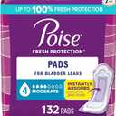 Poise Incontinence & Postpartum Pads for Bladder Leaks, 4 Drop Moderate Absorbency, Regular Length, 132 Count