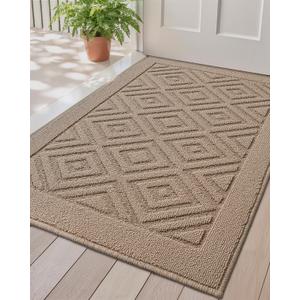 LUMI Washable Indoor Entrance Doormat 32x48, Absorbent Quick-Dry Door Mat, Dirt Trapper Non-Slip Low Profile Entryway Mats for High Traffic, Beige