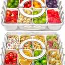Mfacoy Snackle Box Container, 2 Pack Divided Serving Tray with Lid and Handle, Snack Box Charcuterie Container for Portable Snack Platters, Clear Organizer for Candy, Fruits, Travel, Party, Picnic