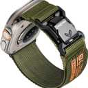 Bandletic Compatible with Apple Watch Bands 44mm - for Men, Soft Nylon Strap with Magnetic Fidlock V-Buckle for iWatch 49mm(Ultra 3/2/1),46mm(11/10),45mm(9/8/7),44mm(SE3/SE2/SE/6/5/4),42mm(3/2/1) (Army Green)