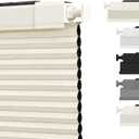 SUNOFF Cordless No Drill Blackout Cellular Shades, 34" W x 64" H, Beige