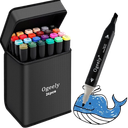Ogeely 24 Pack Permanent Marker Pens Dual Tip Marker Pens for Kids and Adults Sketch Markers with Marker Case, Bullet Tip and Chisel Tip for Artists Illustration, Drawing