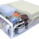 Clear Vinyl Zippered Blanket Storage Bags 15x18x5 Inch set of 5