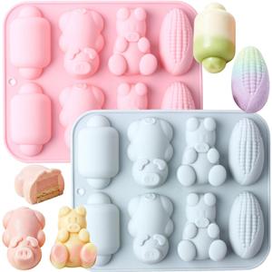 8 Cavity Corn Pig Silicone Candy Molds Set Of 2
