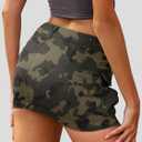 ELLEVEN Mini Cargo Skirts for Women High Stretchy, Low Waist Y2k Skirt Button Cute Denim Bodycon Jean Skirt with Pocket Camo X-Large