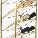 ELLDOO Rollerball Perfume Organizer, 4 Compartment Clear Glass Perfume Storage Holder Vintage Beauty Scent Holder, Metal Makeup Lipgloss Lipstick Display Case